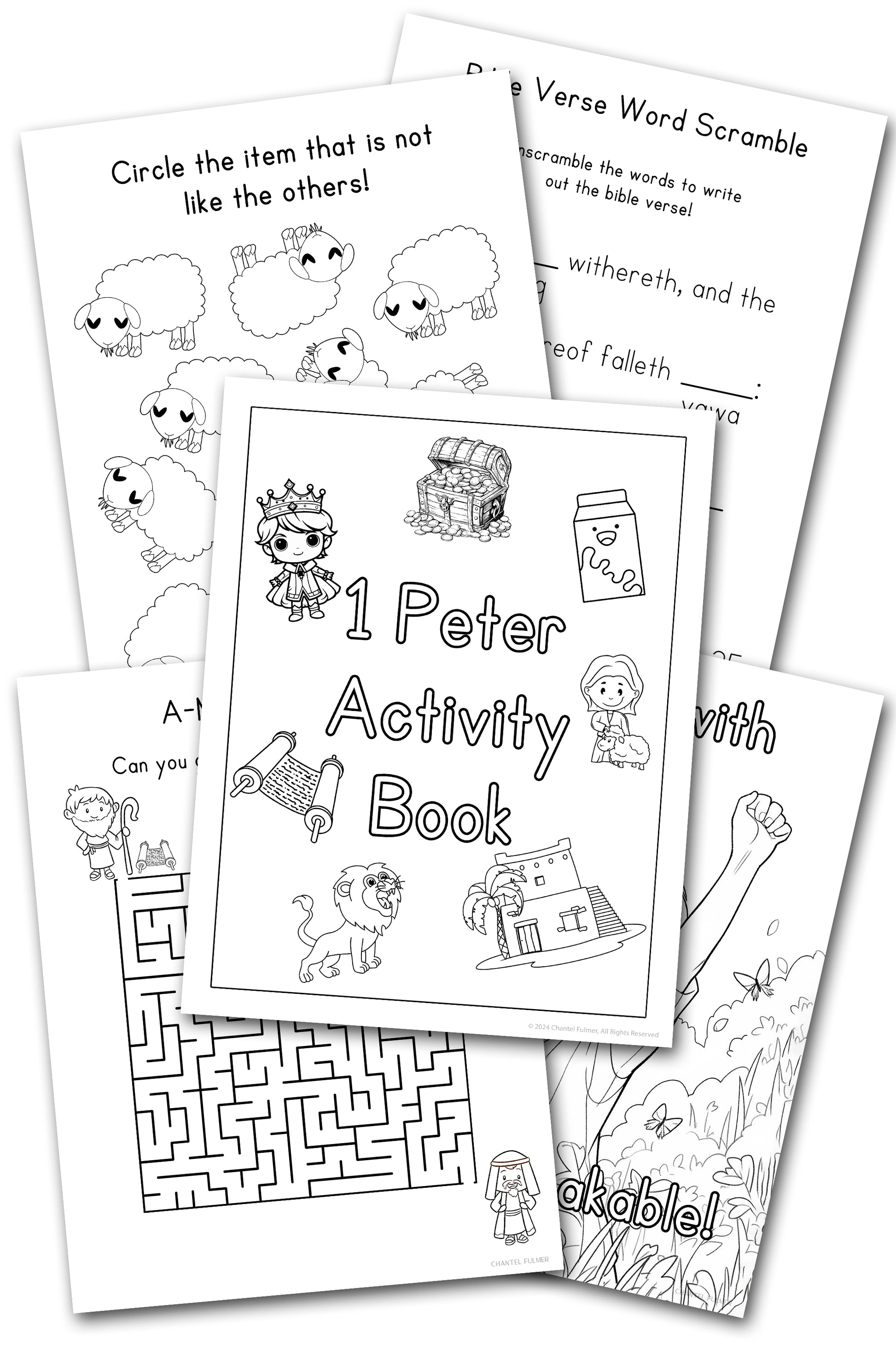 1 Peter Activity Book Coloring pattern practice crack the code cryptogram handwriting practice dot to dot and more