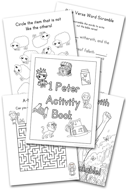 1 Peter Activity Book Coloring pattern practice crack the code cryptogram handwriting practice dot to dot and more