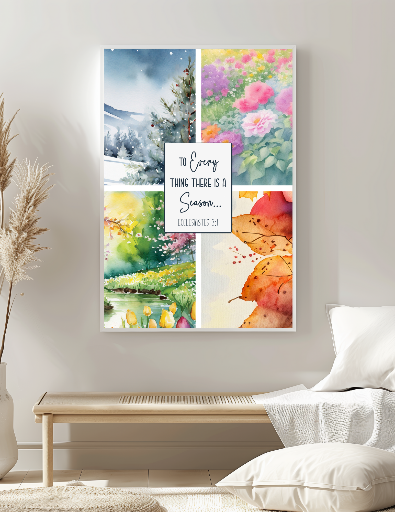 Ecclesiastes 3:1 Wall Art 4 seasons to everything there is a season winter spring summer fall autumn Chantel Fulmer LLC