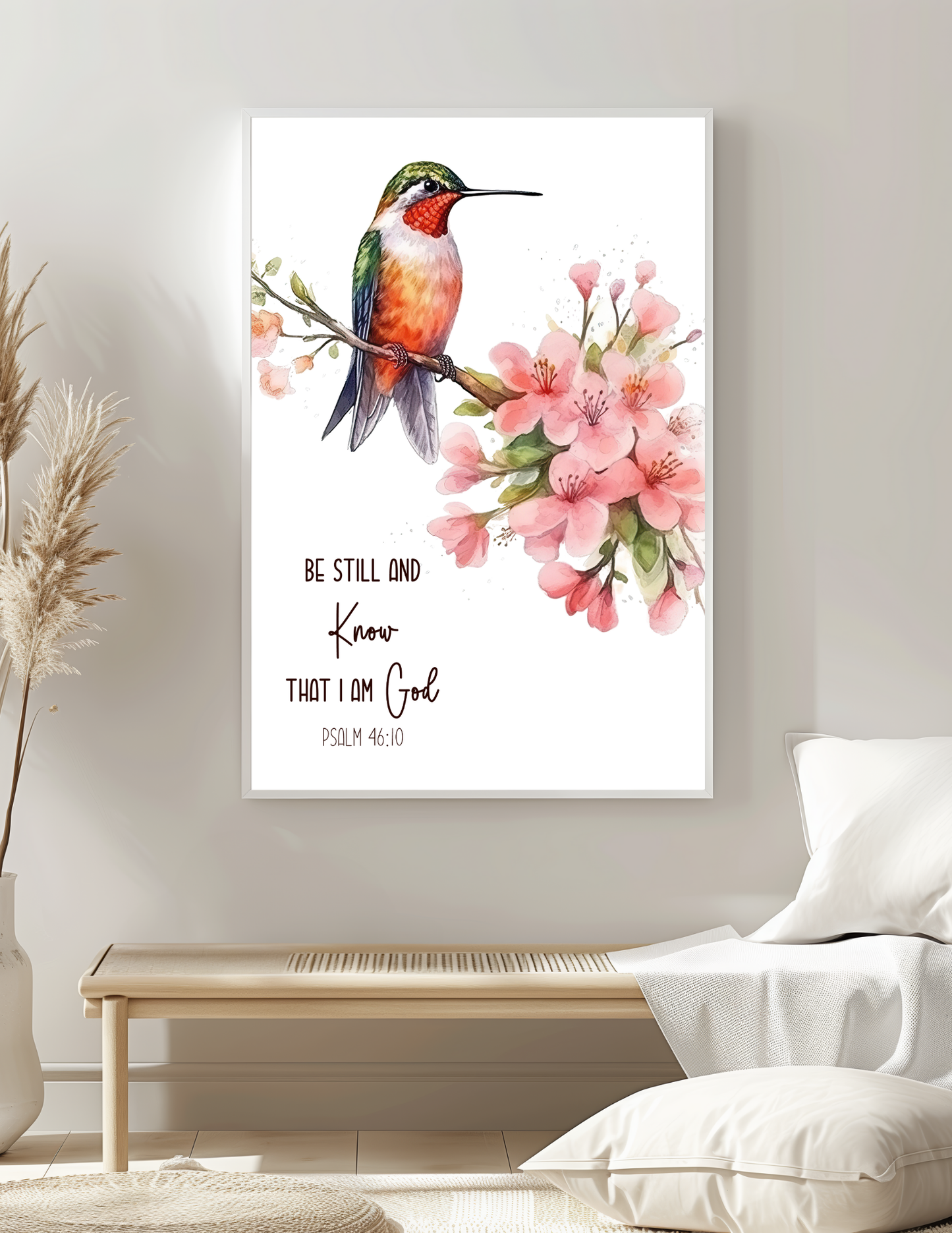 Psalm 46:10 Wall Art with Hummingbird Be Still and Know that I am God