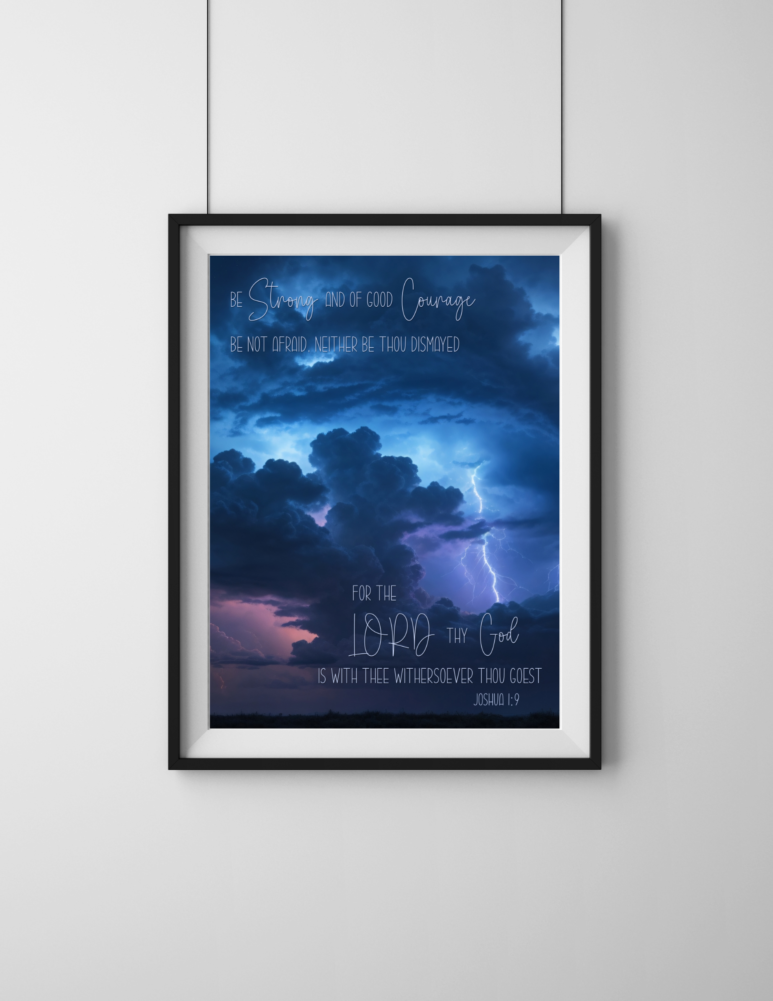 Joshua 1:9 Wall art storm lightening be strong and of good courage