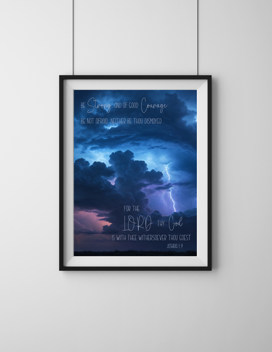 Joshua 1:9 Wall art storm lightening be strong and of good courage