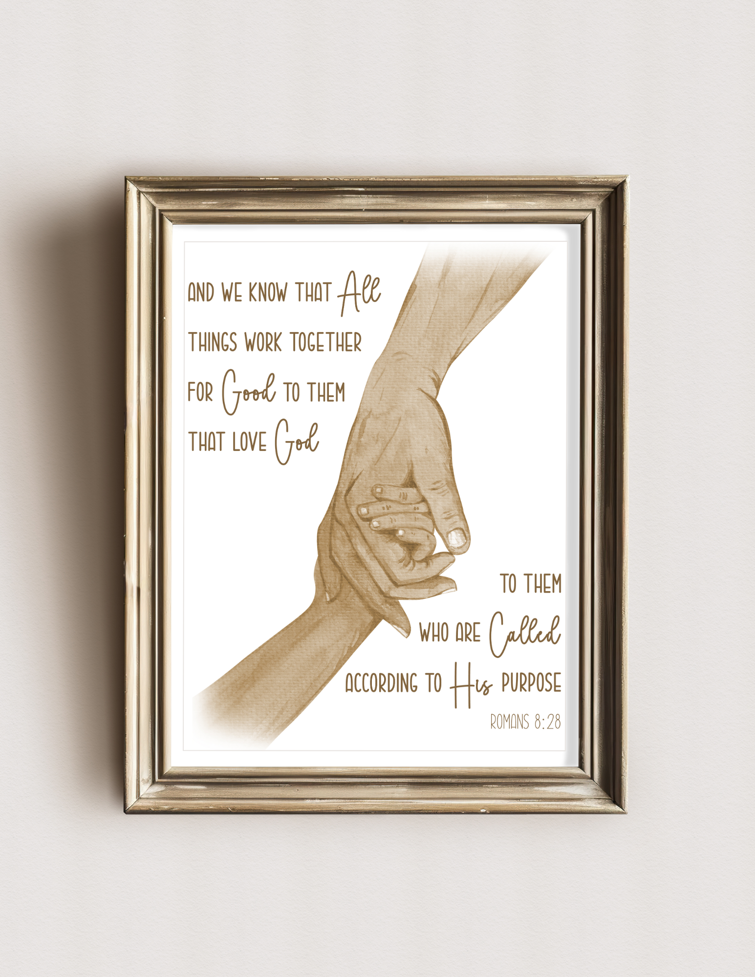 Romans 8:28 Wall Art Holding Hands All things work together for good