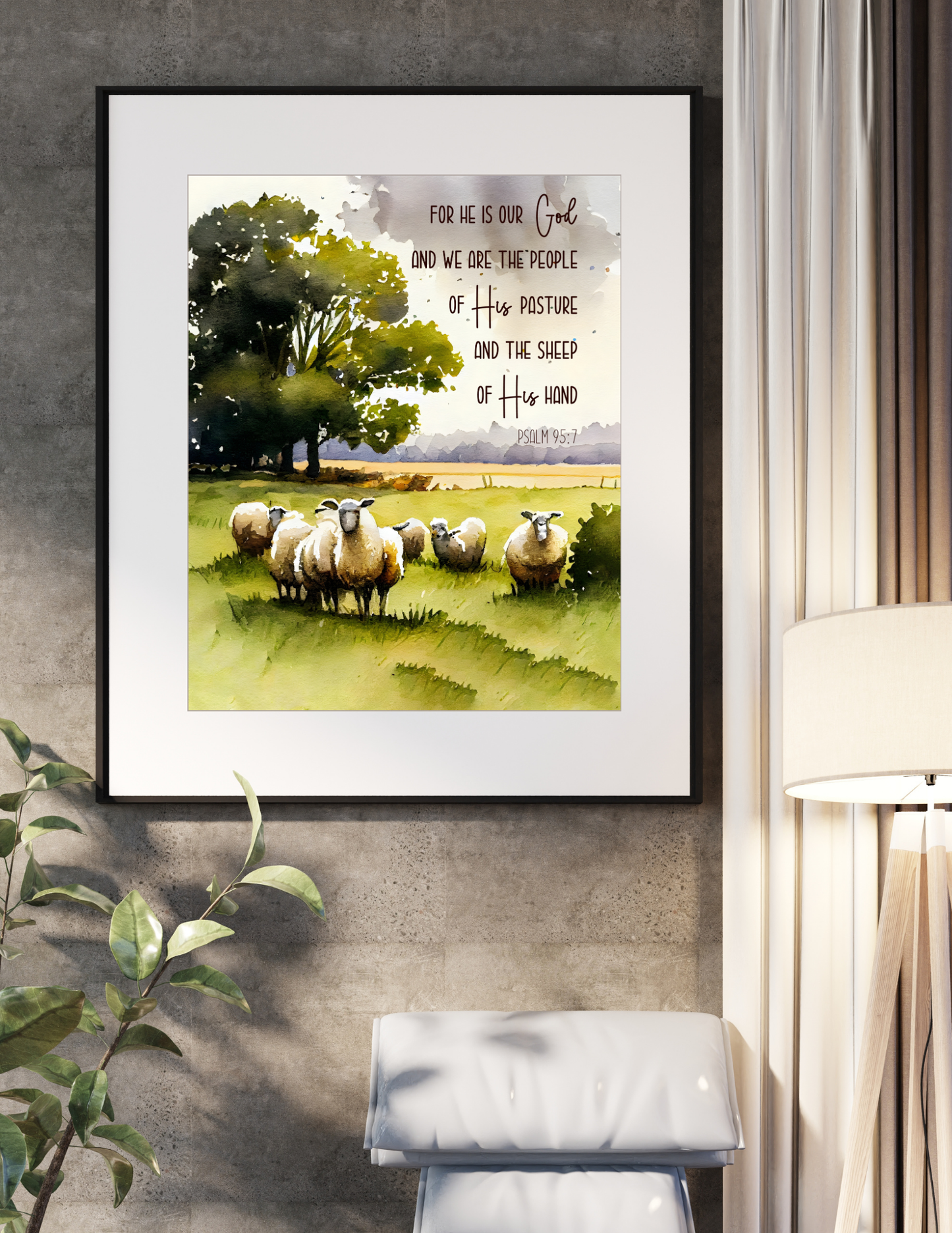 Psalm 95:7 Wall Art he is our god and we are the people of his pasture sheep in field