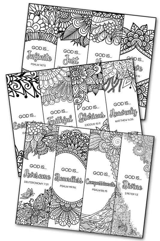 Attributes of God Coloring Bookmarks