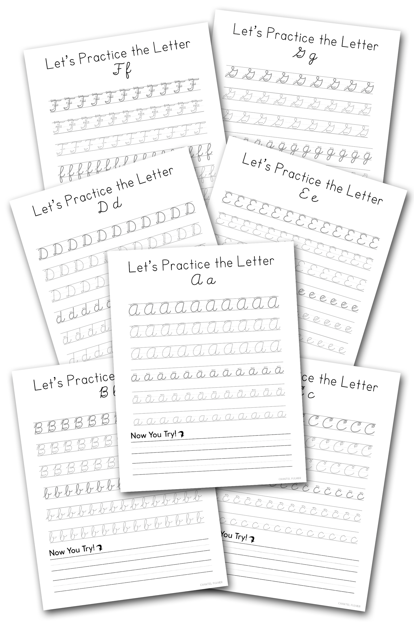 Handwriting Practice Sheets Cursive Set