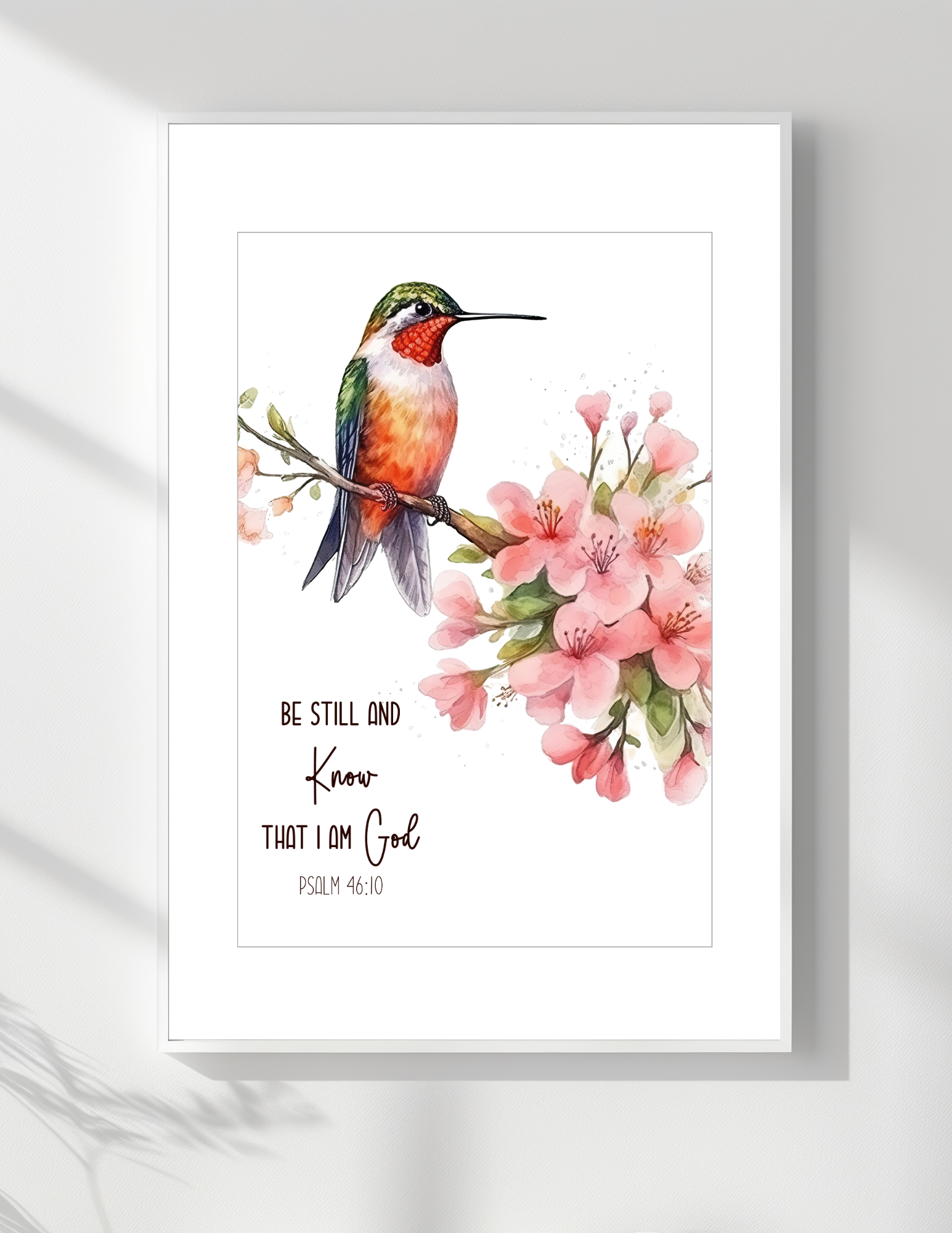 Psalm 46:10 Wall Art with Hummingbird Be Still and Know that I am God