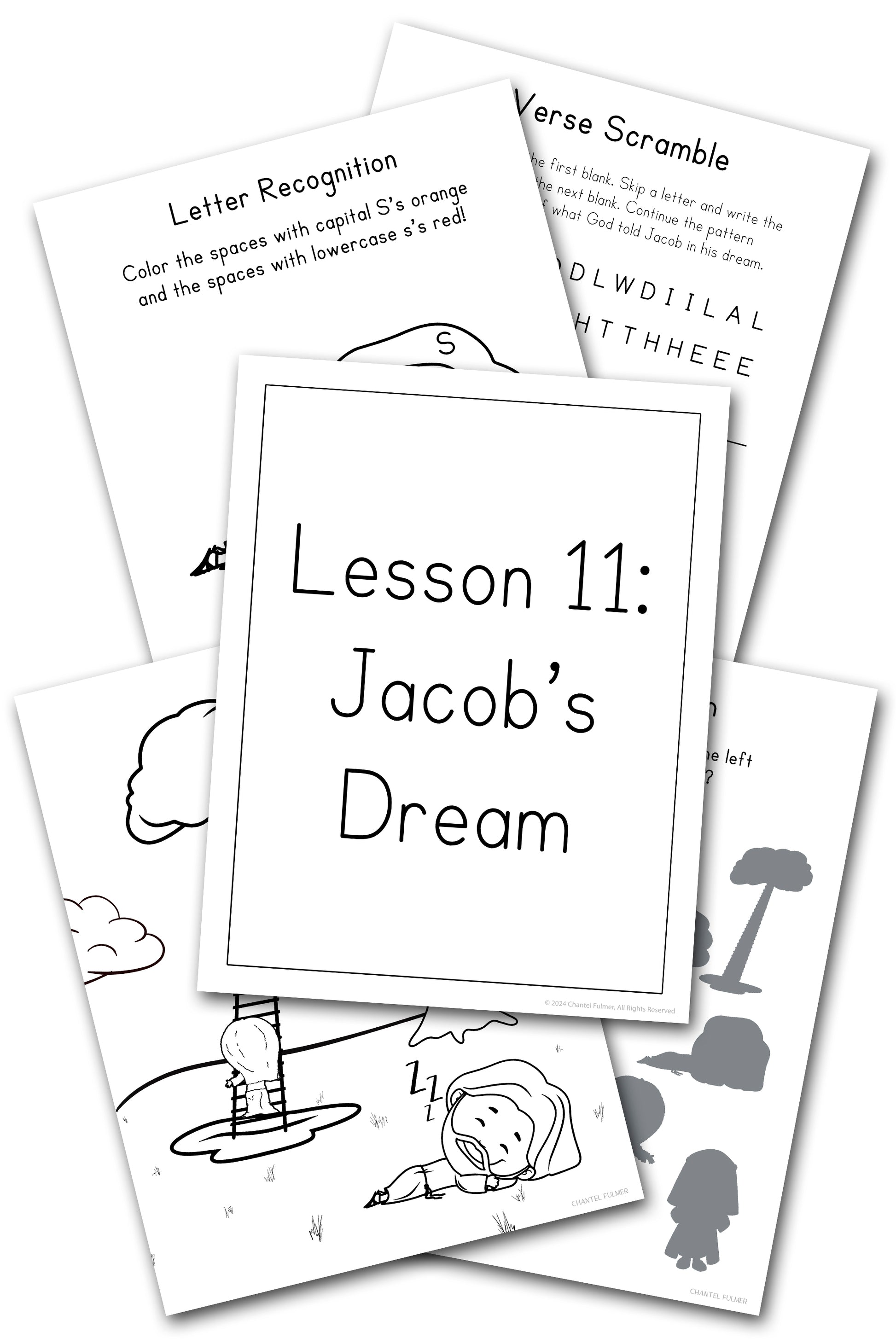 Sunday School Lesson 11 Jacob's Dream Jacob's Ladder Coloring Activity Pages Letter A4 PreK Kindergarten Kindy Grade 1 2 3 4 5