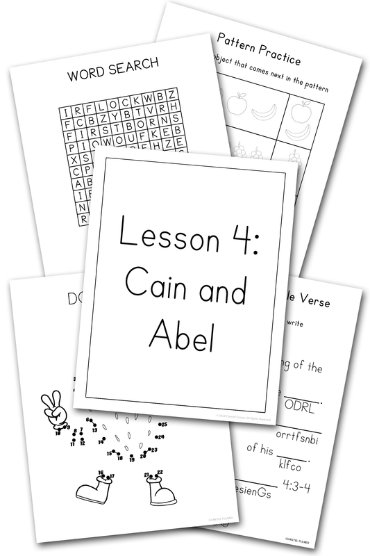 Cain and Abel Sunday School Lesson Activity Pages for Kids 5-8 Kindergarten Grade 1