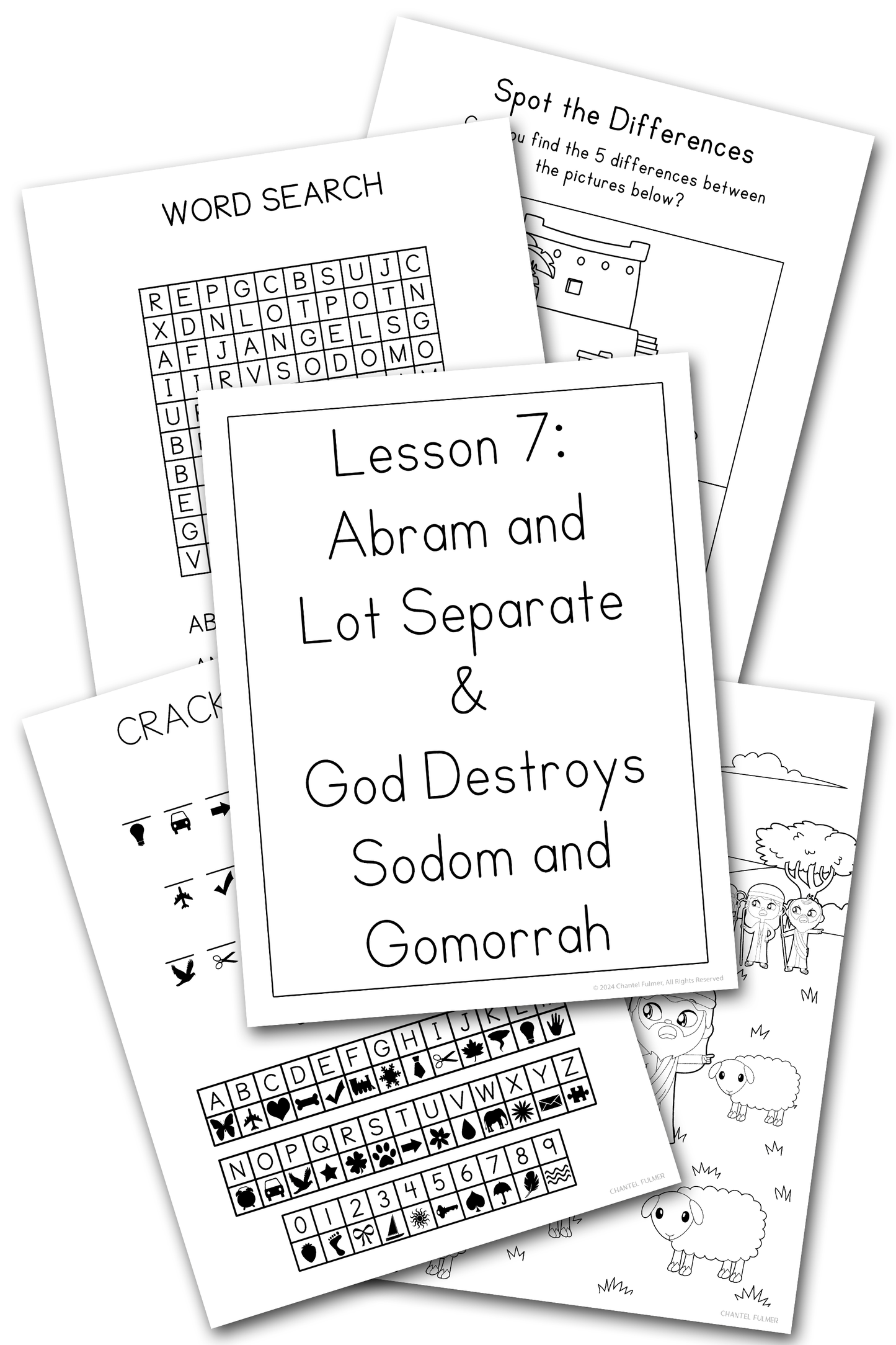 Abram and Lot Sodom and Gomorrah Sunday School Lesson Activity Pages for Kids 5-8 Kindergarten Grade 1