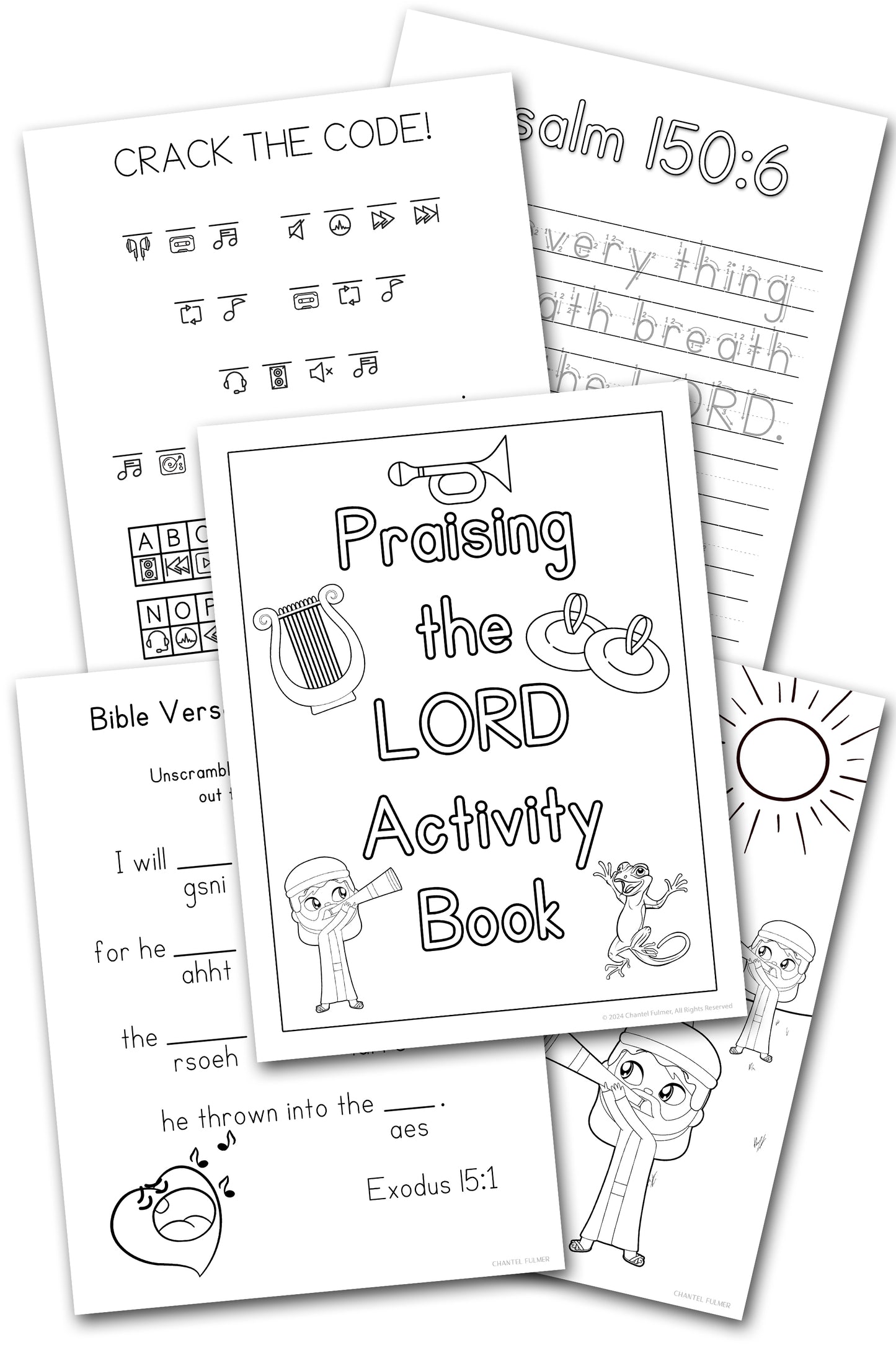 Praising the Lord Activity Book puzzles, maze, cryptogram, dot to dot, bookmarks, coloring and activity pages music in the bible