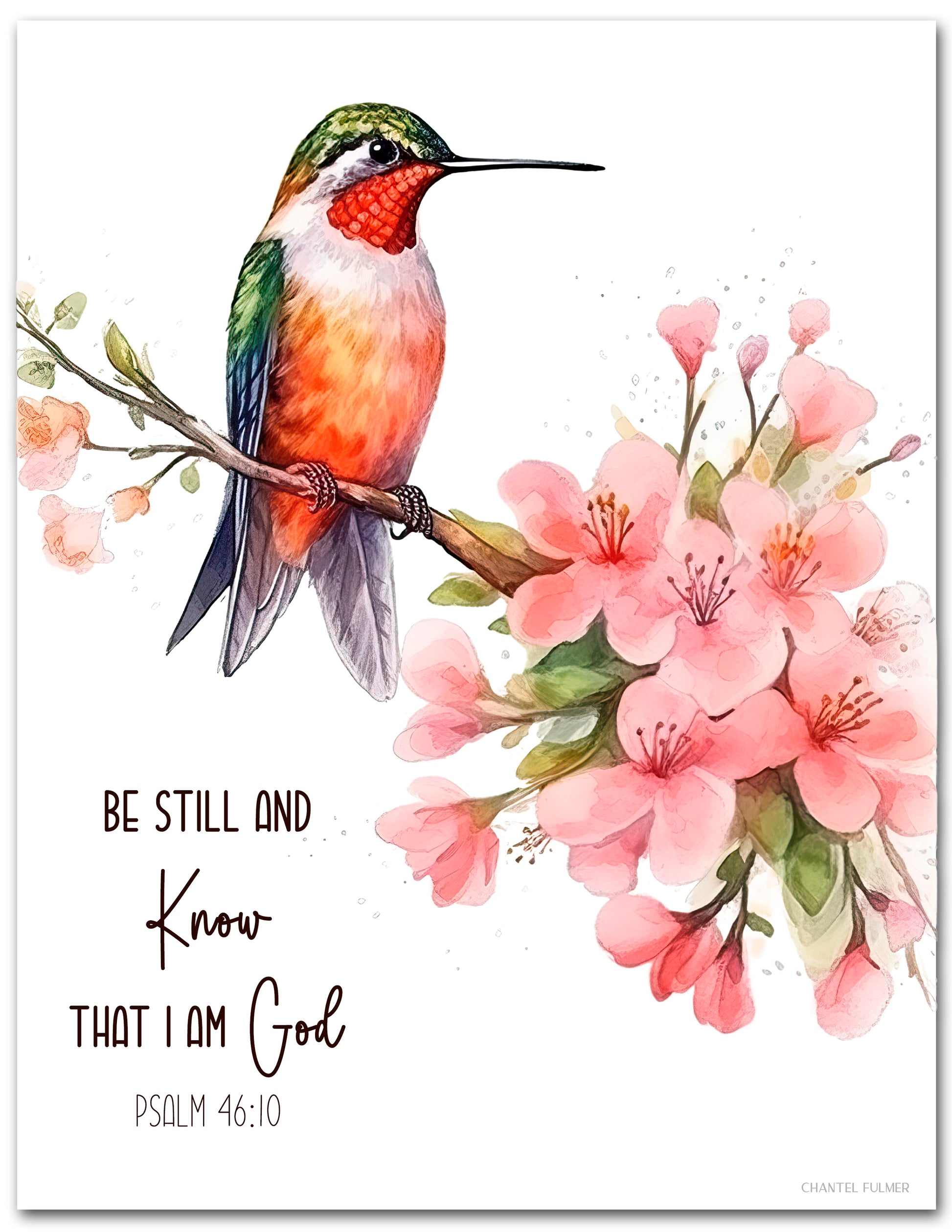 Psalm 46:10 Wall Art with Hummingbird Be Still and Know that I am God