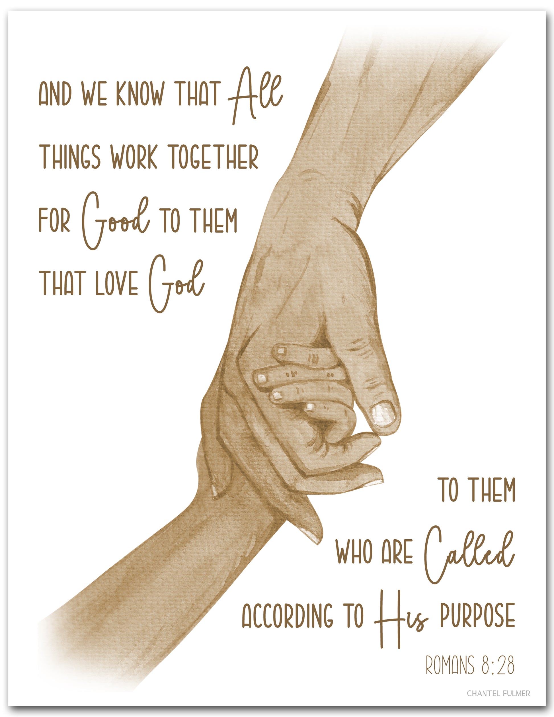 Romans 8:28 Wall Art Holding Hands All things work together for good